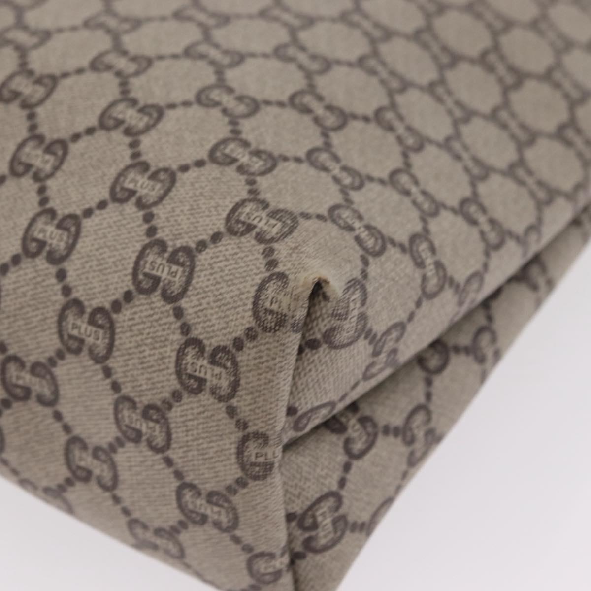 GUCCI GG Plus Supreme Web Sherry Line Tote Bag PVC Beige Gold Auth 207895