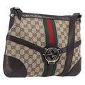 GUCCI GG Canvas Web Sherry Line Interlocking G Shoulder Bag 131033 Auth 207927A