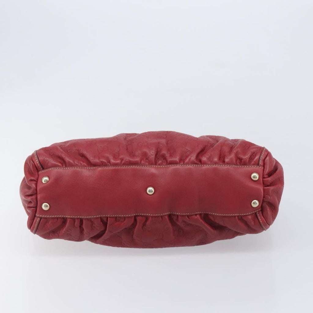 GUCCI GG Canvas Guccissima Abbey Hand Bag Leather Red Gold 189831 Auth 208023A