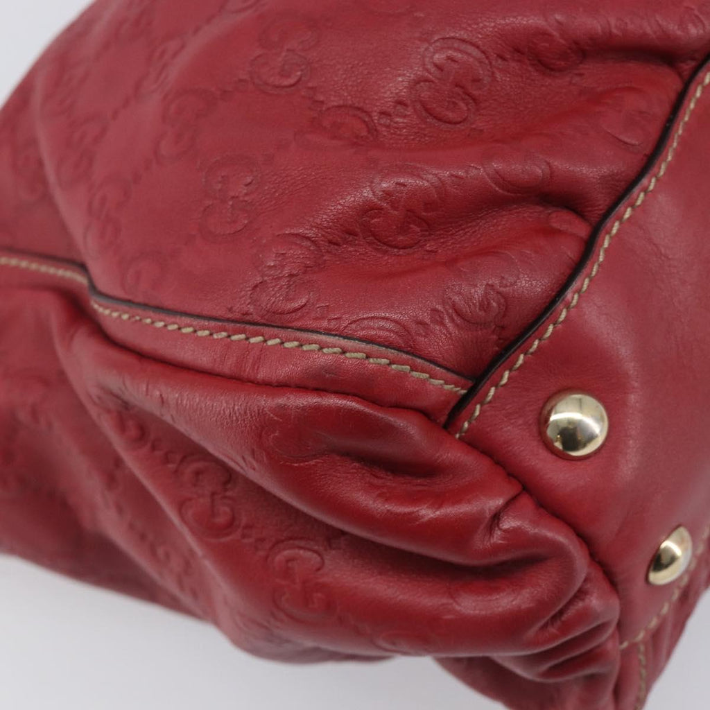 GUCCI GG Canvas Guccissima Abbey Hand Bag Leather Red Gold 189831 Auth 208023A