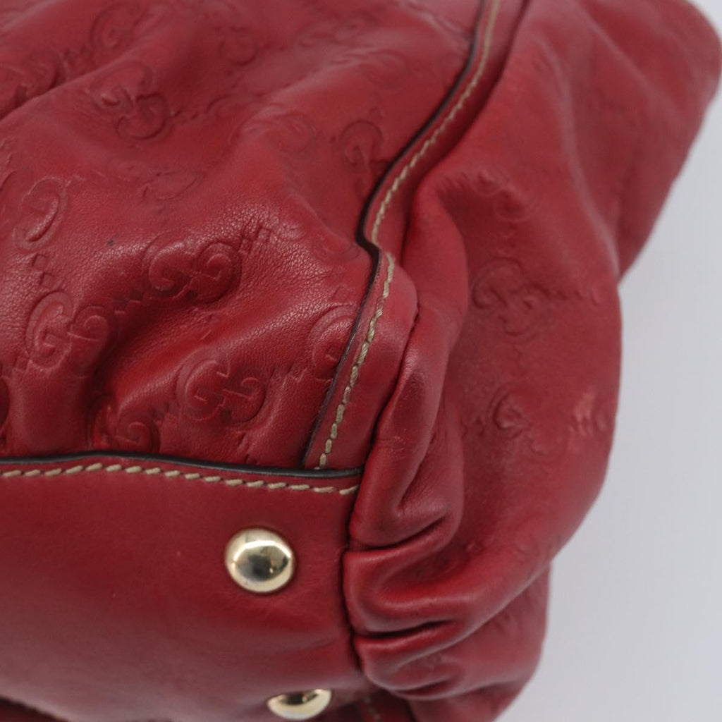 GUCCI GG Canvas Guccissima Abbey Hand Bag Leather Red Gold 189831 Auth 208023A