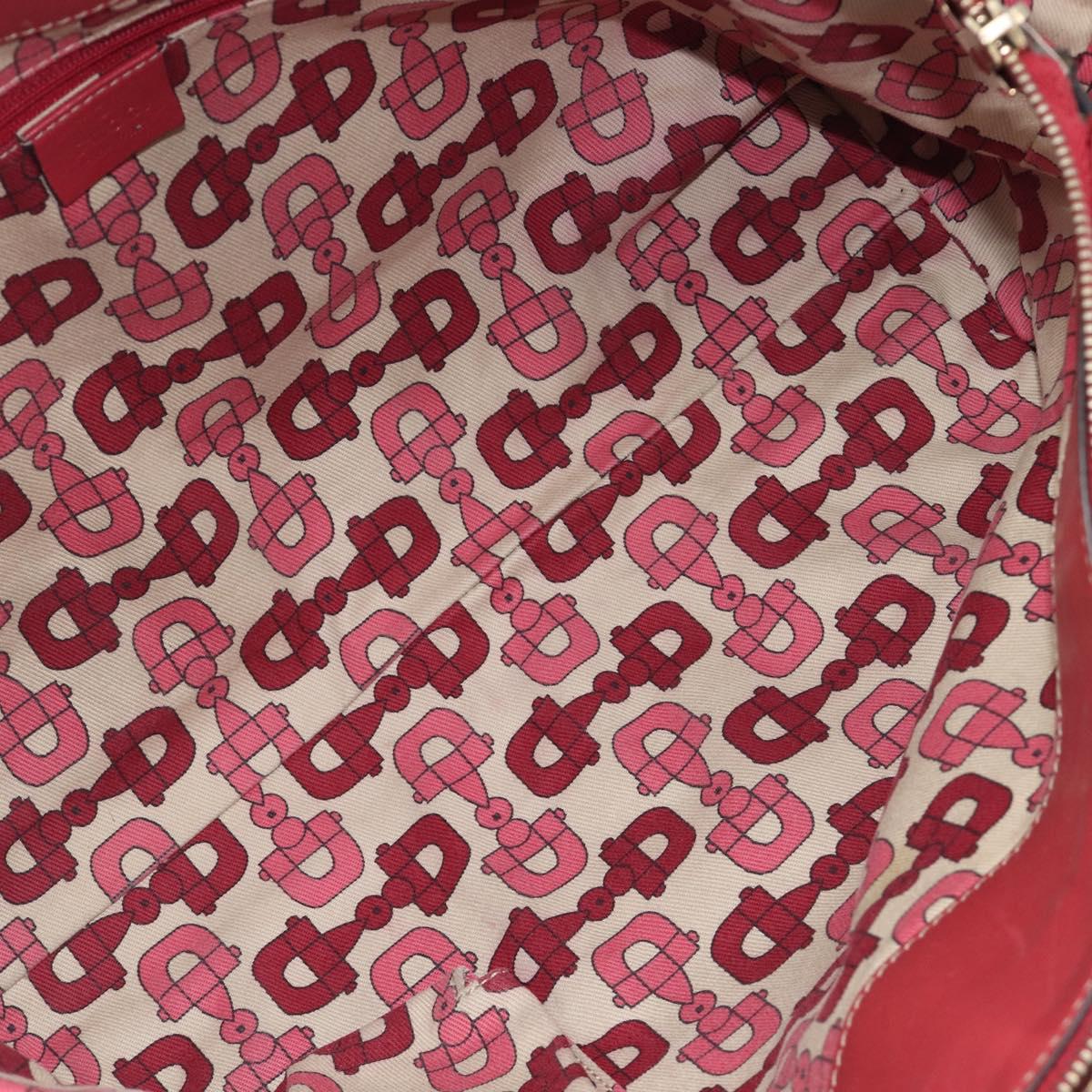 GUCCI GG Canvas Guccissima Abbey Hand Bag Leather Red Gold 189831 Auth 208023A