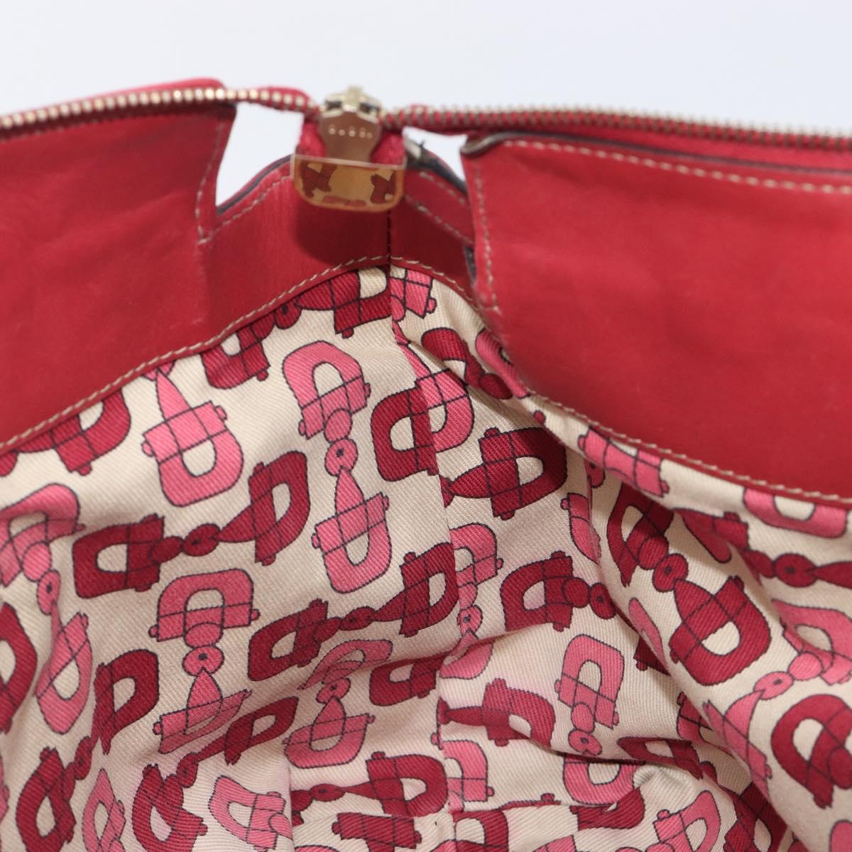 GUCCI GG Canvas Guccissima Abbey Hand Bag Leather Red Gold 189831 Auth 208023A