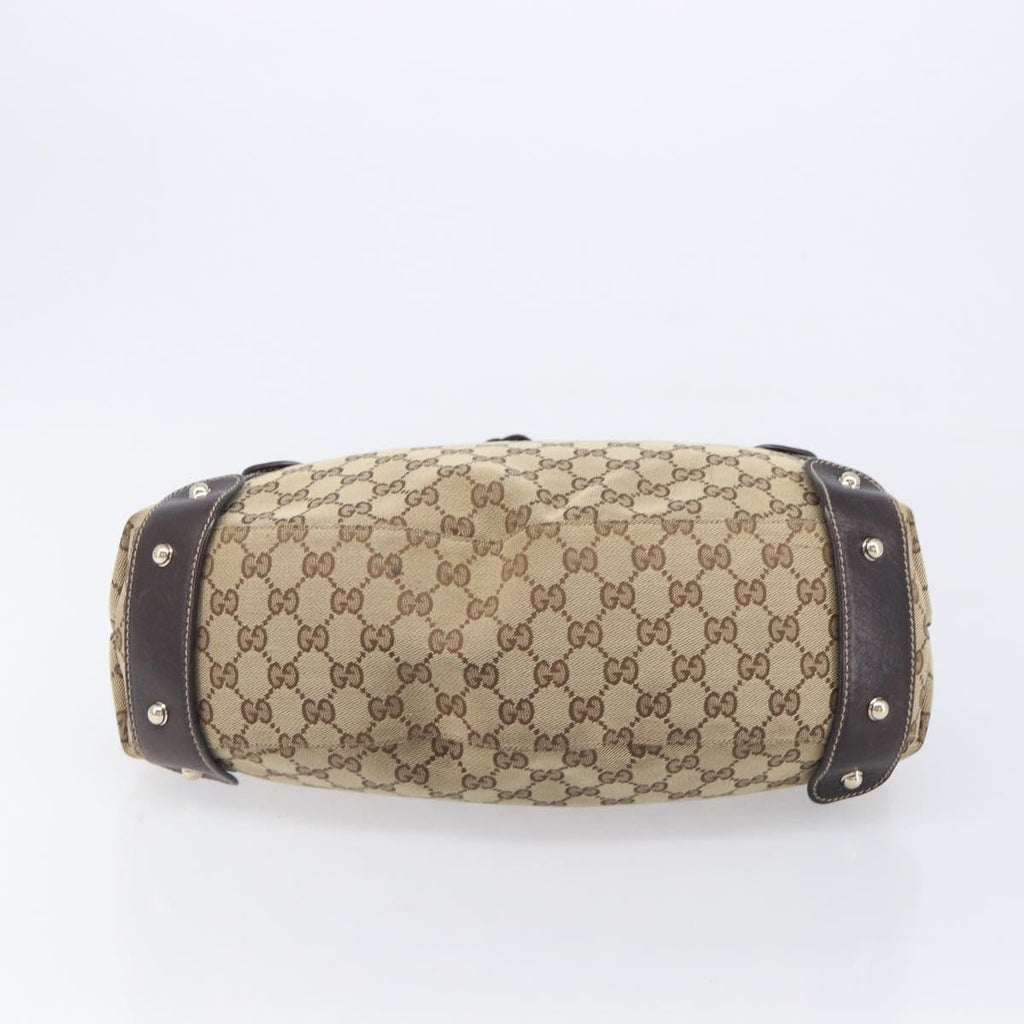GUCCI GG Canvas Tote Bag Beige Gold Tone 162900 Auth 208067V
