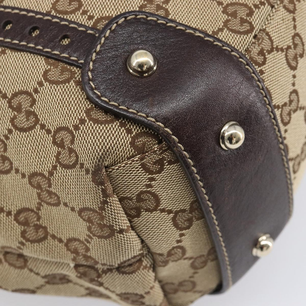 GUCCI GG Canvas Tote Bag Beige Gold Tone 162900 Auth 208067V