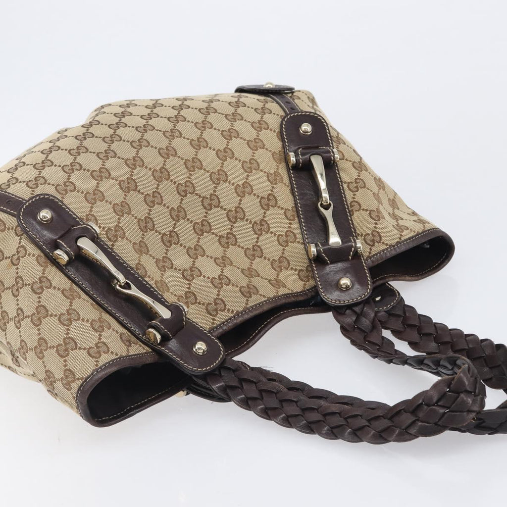 GUCCI GG Canvas Tote Bag Beige Gold Tone 162900 Auth 208067V