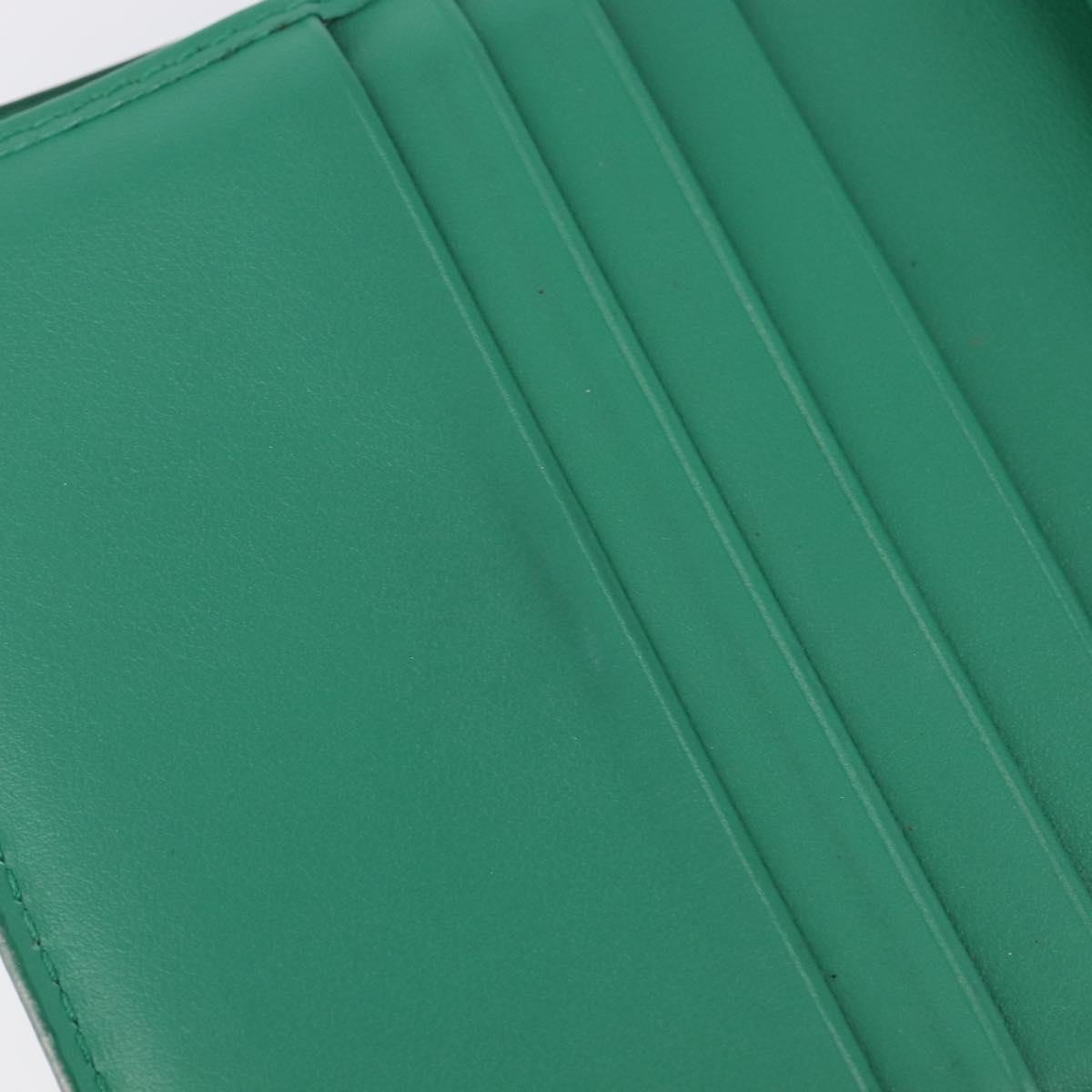 PRADA Compact Wallet Saffiano leather Green Gold Tone Auth 208099V