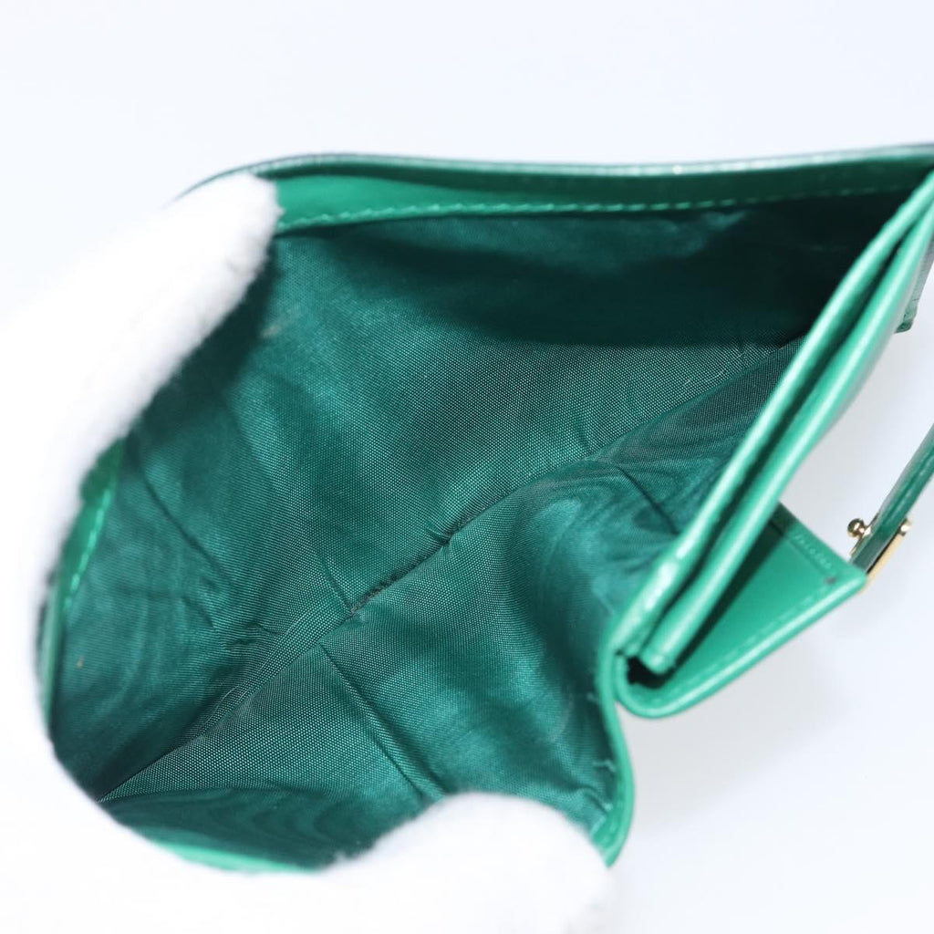 PRADA Compact Wallet Saffiano leather Green Gold Tone Auth 208099V