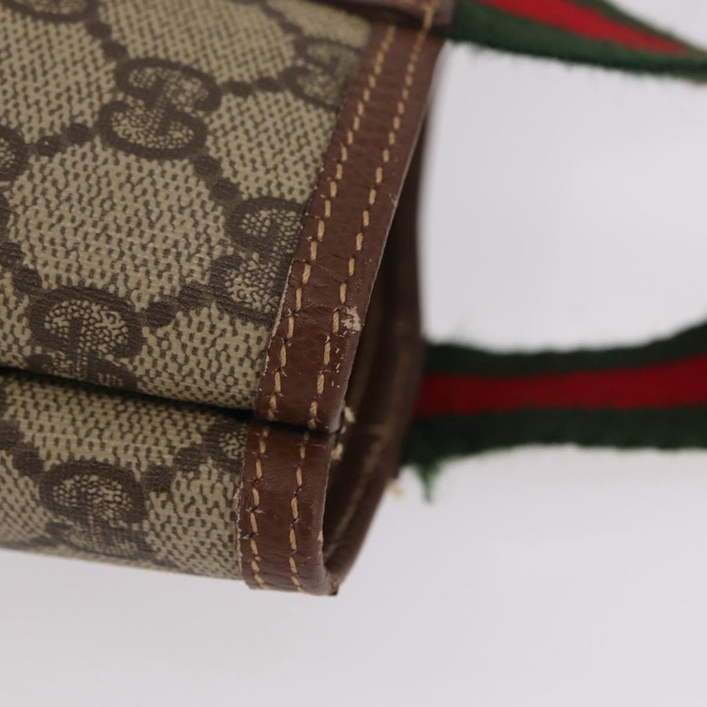 GUCCI GG Supreme Web Sherry Line Tote Bag PVC Beige 002 123 6487 Auth 208122A