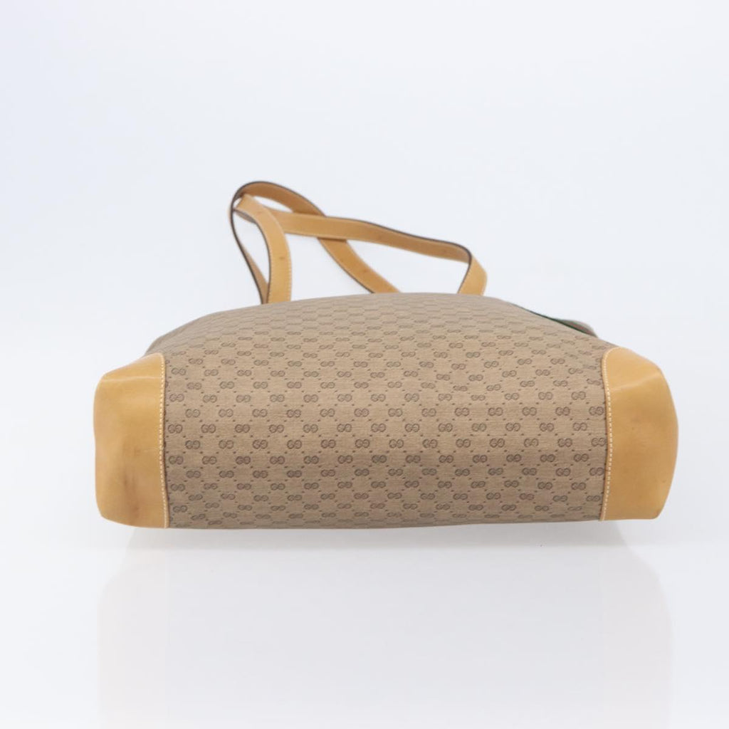 GUCCI Micro GG Web Sherry Line Tote Bag PVC Beige Gold 002 904 0131 Auth 208124