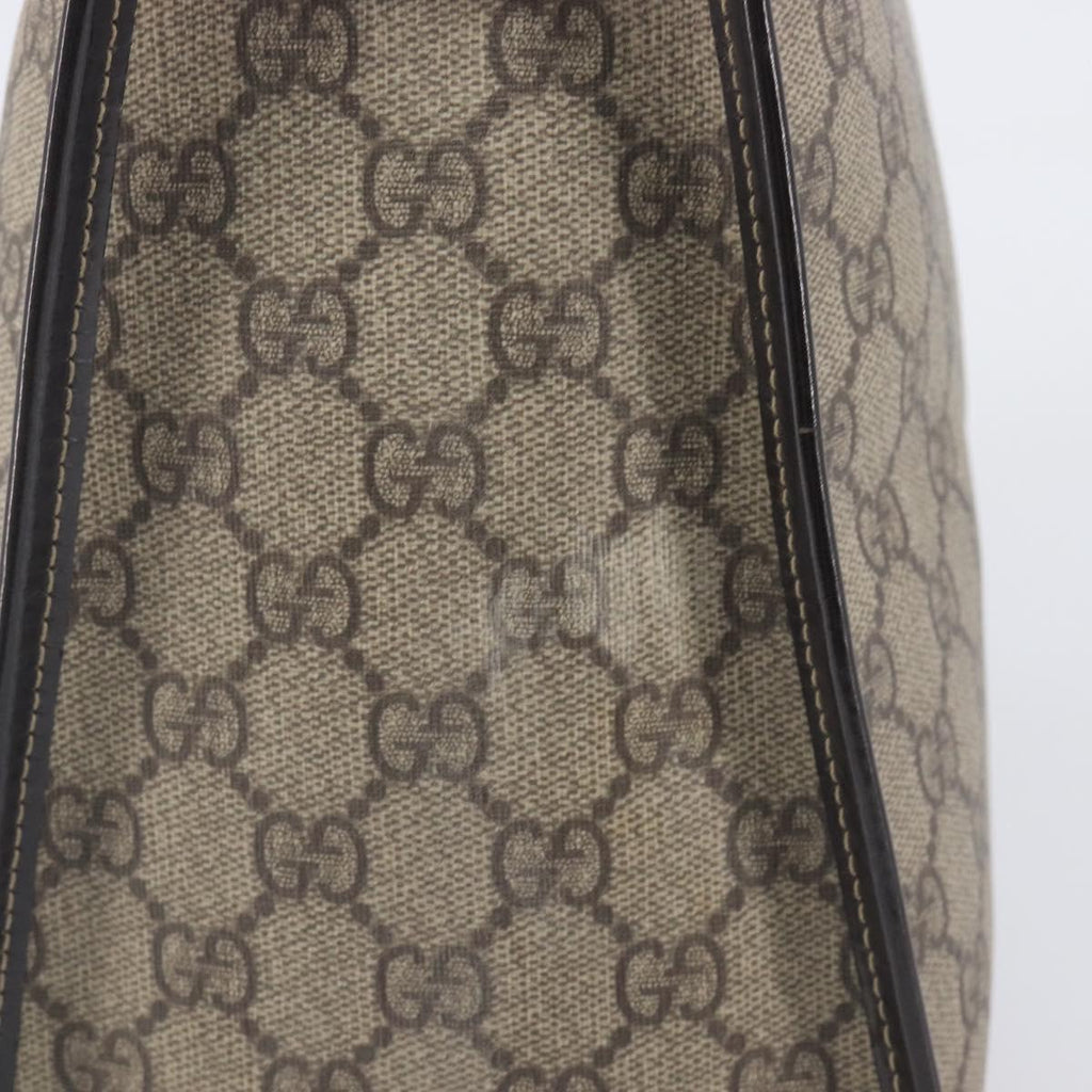 GUCCI GG Supreme Hand Bag PVC Beige Gold Tone 190259 Auth 208151
