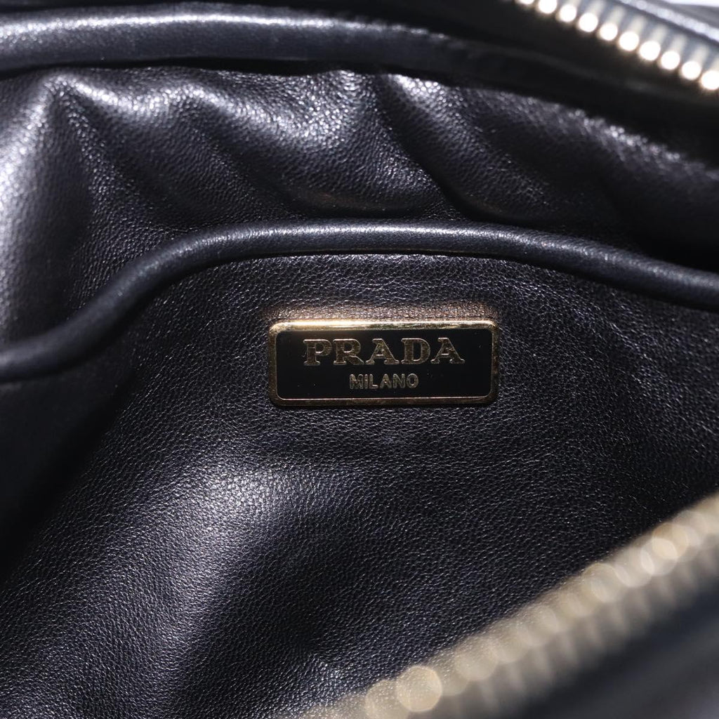 PRADA Ribbon Shoulder Bag Leather Black Pink Auth 208264A