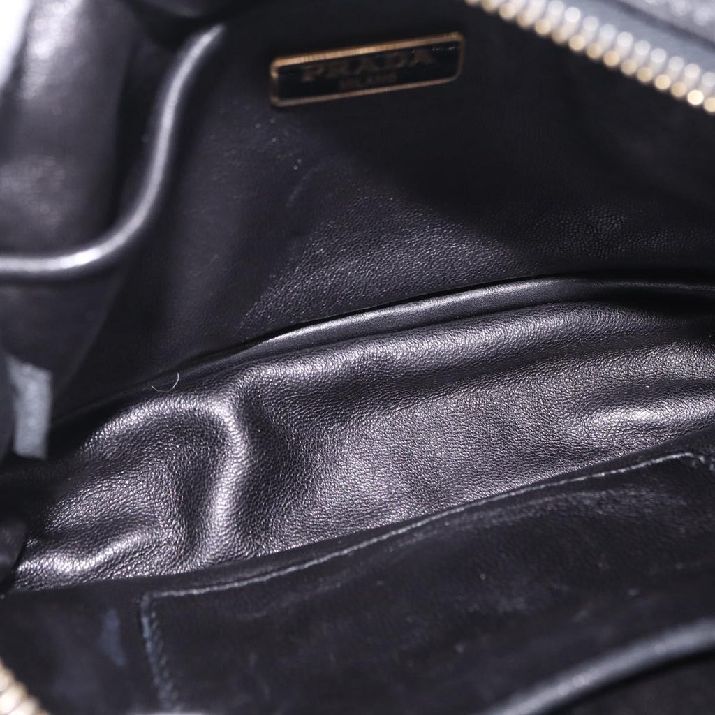 PRADA Ribbon Shoulder Bag Leather Black Pink Auth 208264A