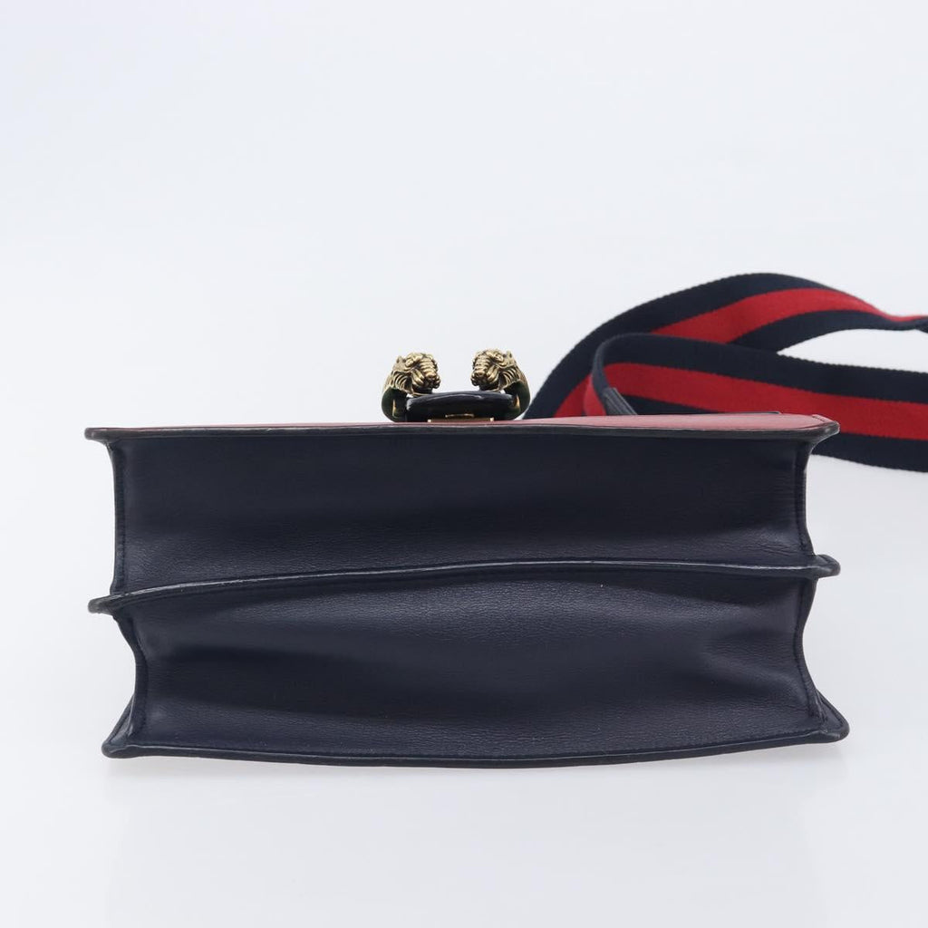 GUCCI Dionysos Bamboo Sherry Line Bag Leather 2way Navy 448075 Auth 208278M