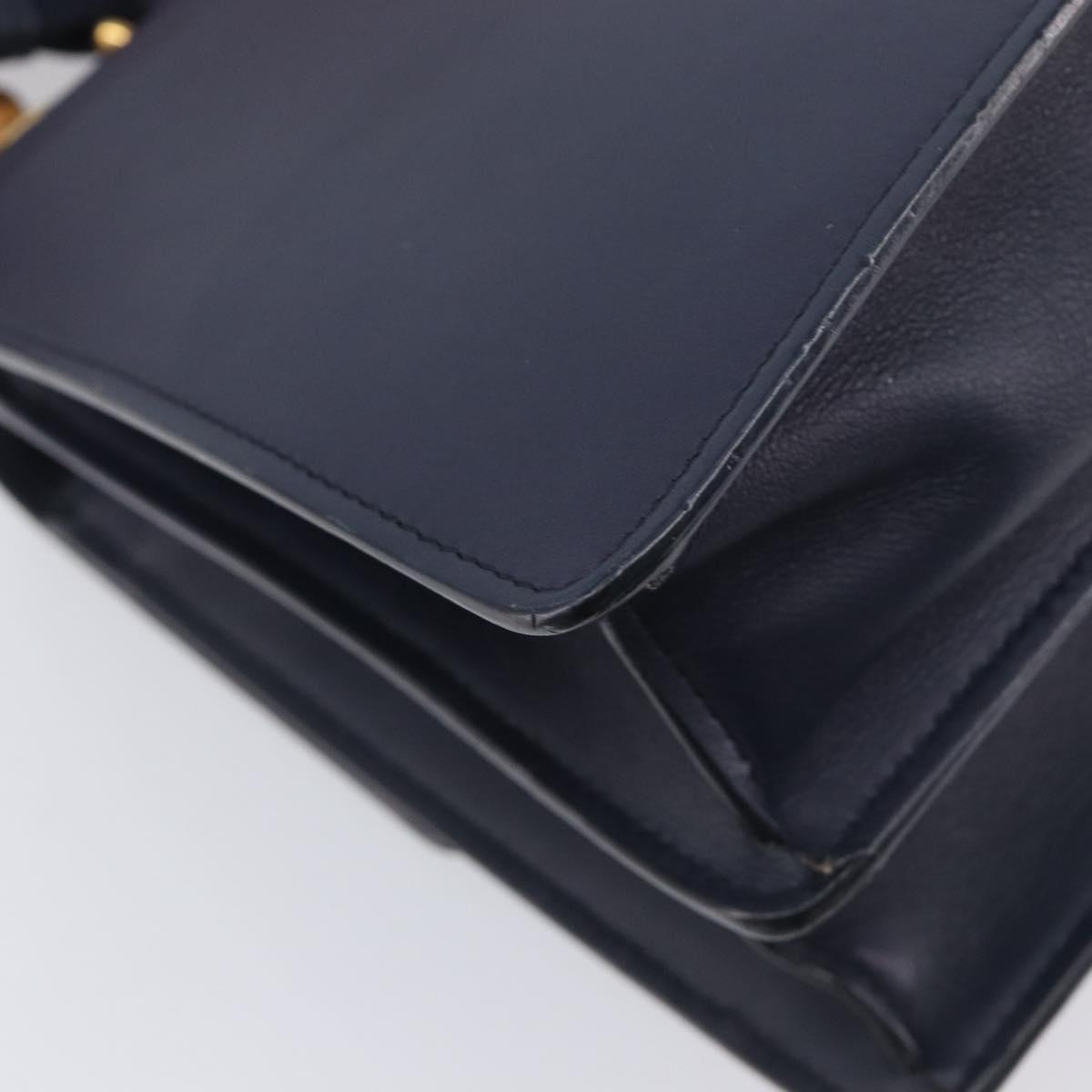GUCCI Dionysos Bamboo Sherry Line Bag Leather 2way Navy 448075 Auth 208278M