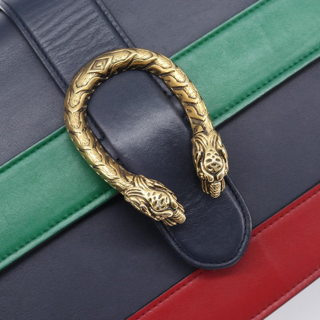 GUCCI Dionysos Bamboo Sherry Line Bag Leather 2way Navy 448075 Auth 208278M