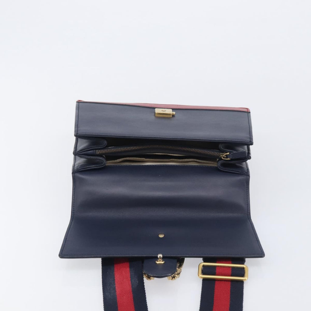 GUCCI Dionysos Bamboo Sherry Line Bag Leather 2way Navy 448075 Auth 208278M
