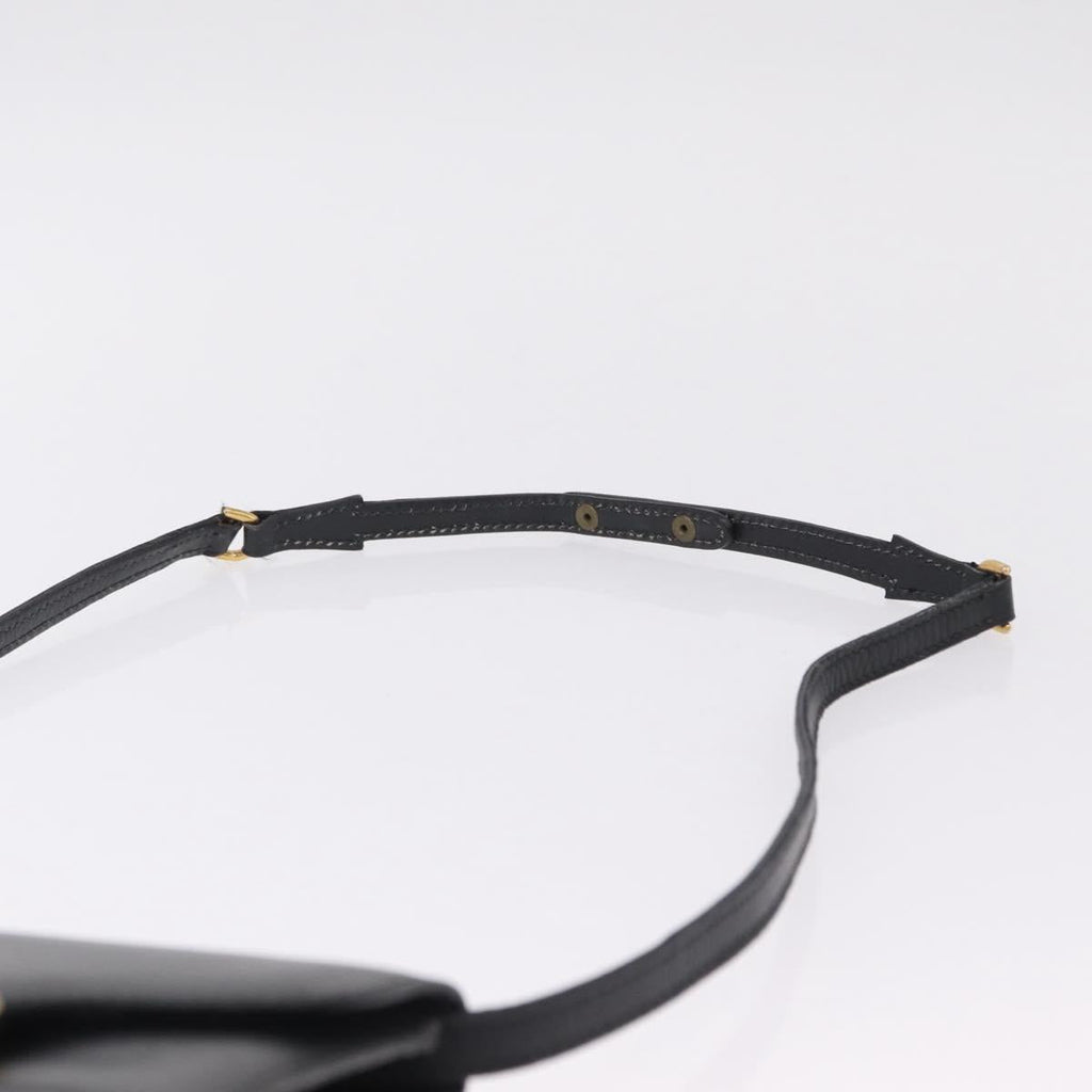 GUCCI Web Sherry Line Shoulder Bag Leather Gold Black Auth 208297