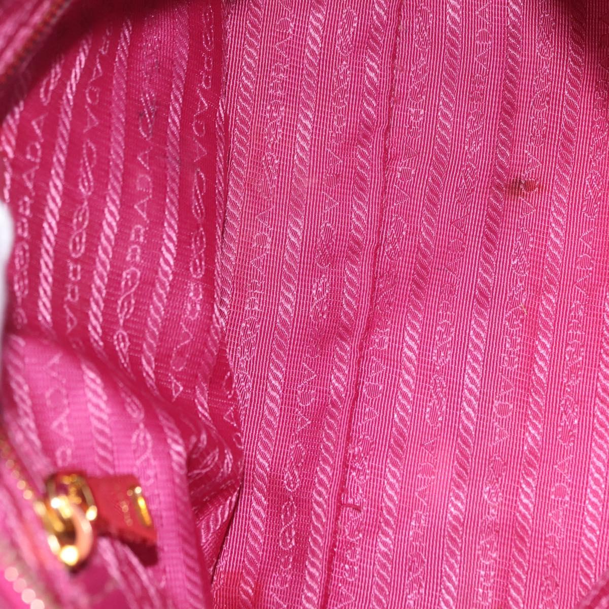 PRADA Chain Shoulder Bag Nylon Pink Gold Auth 208300A