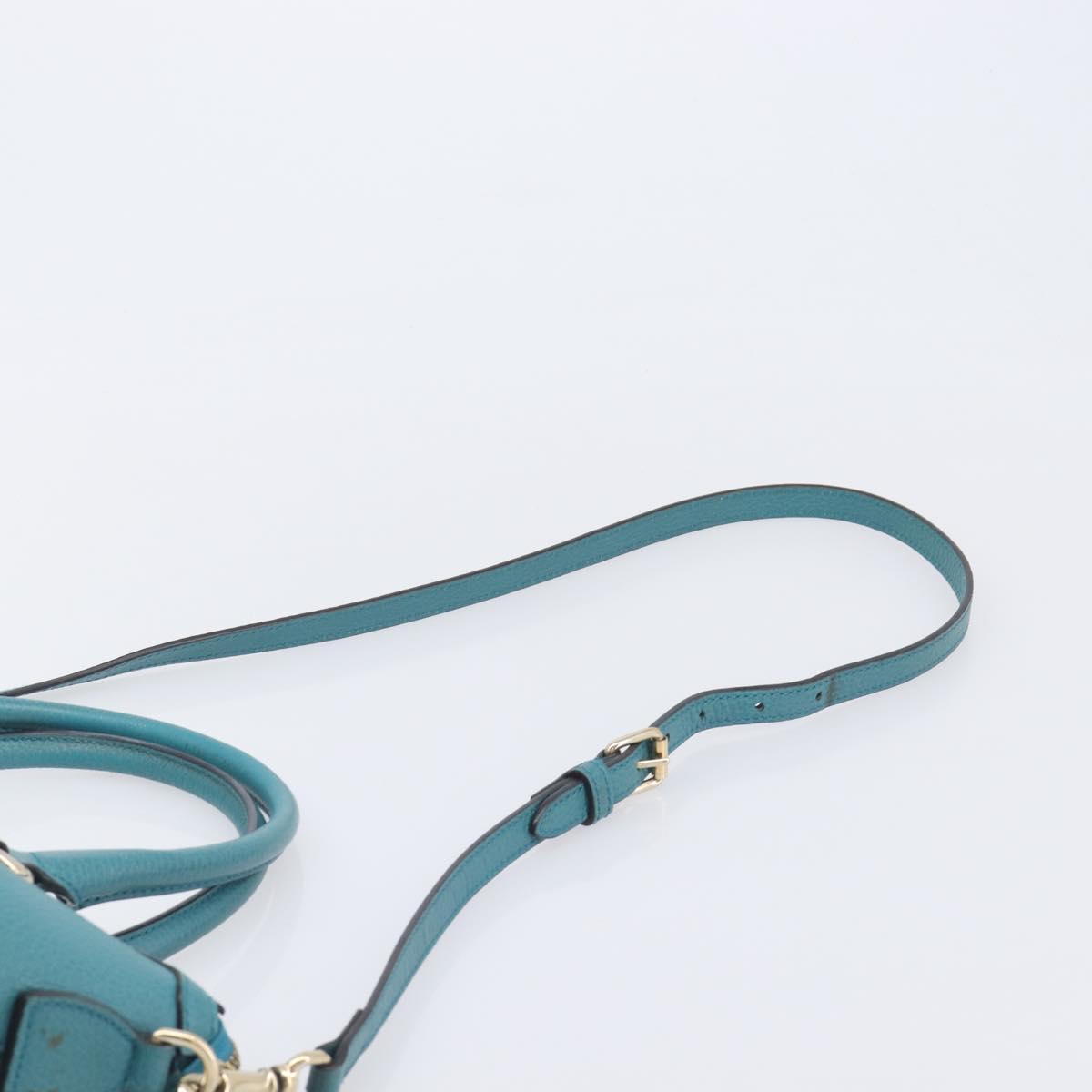 GUCCI Hand Bag Leather 2way Blue Gold 449659 Auth 208598A