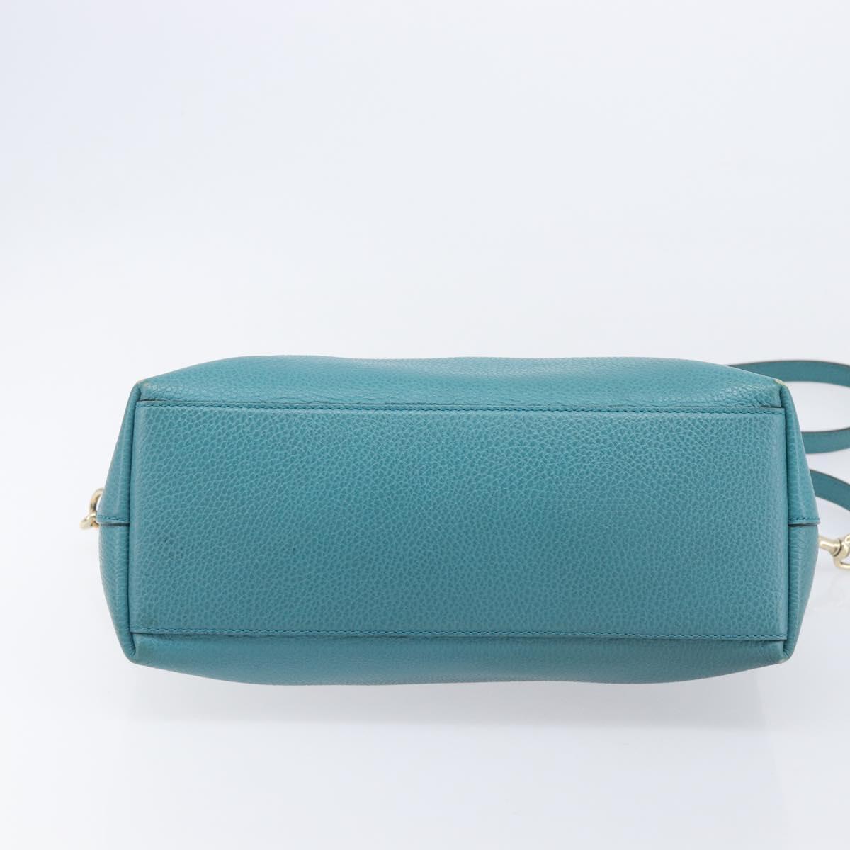 GUCCI Hand Bag Leather 2way Blue Gold 449659 Auth 208598A