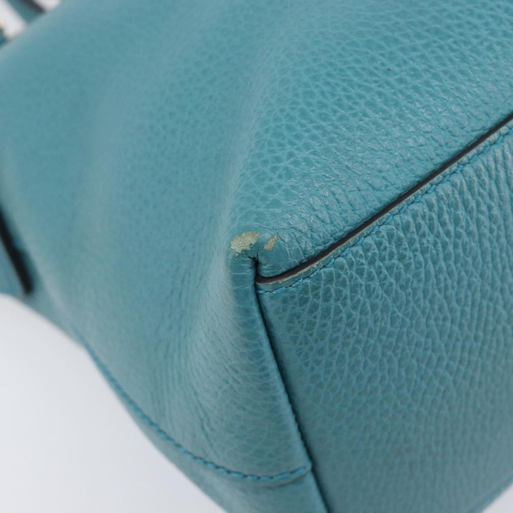 GUCCI Hand Bag Leather 2way Blue Gold 449659 Auth 208598A