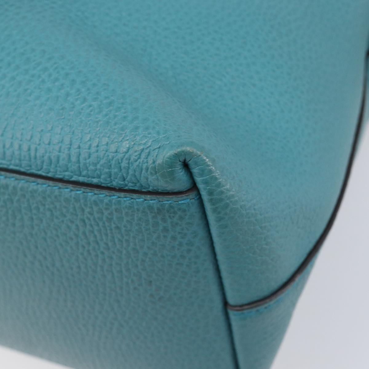 GUCCI Hand Bag Leather 2way Blue Gold 449659 Auth 208598A