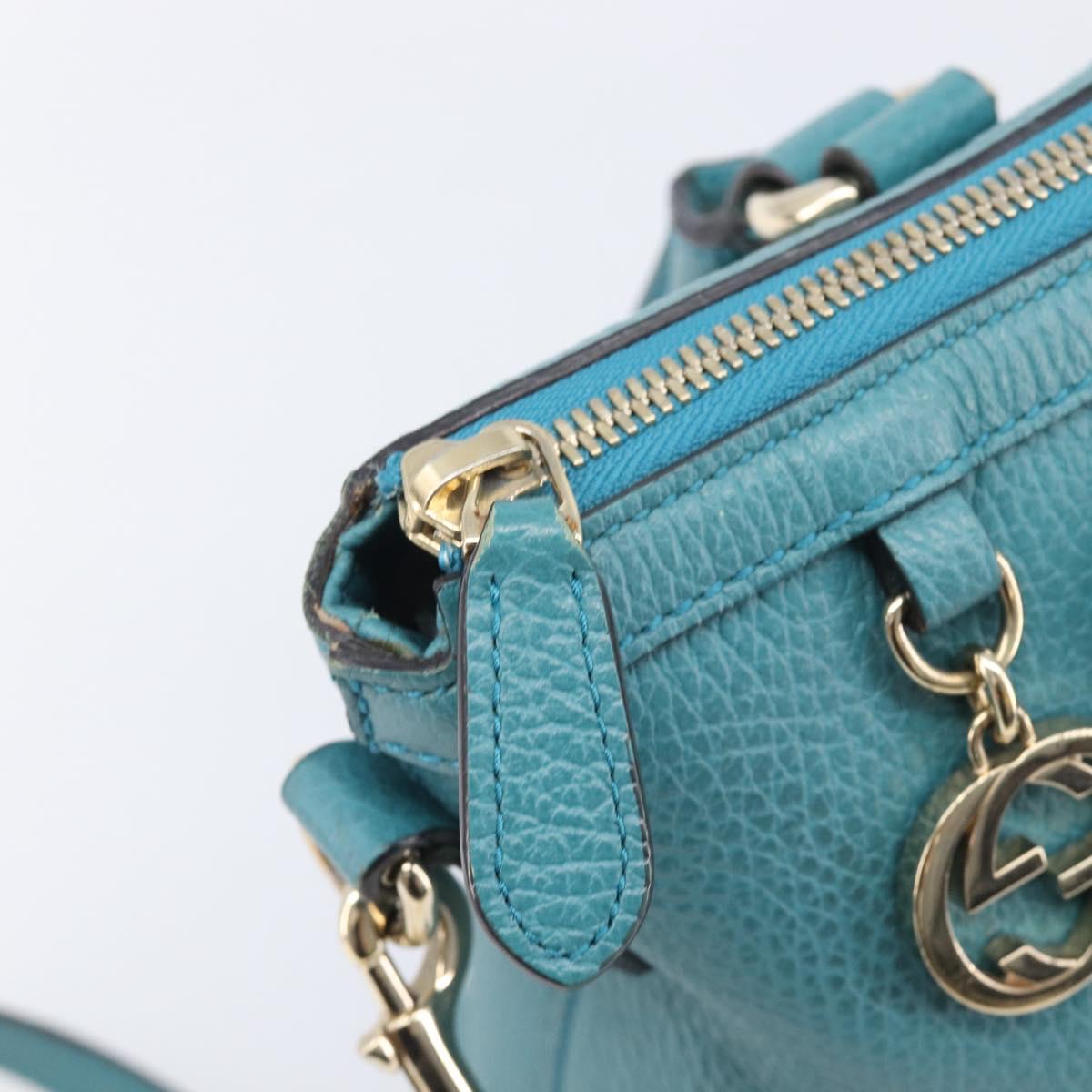 GUCCI Hand Bag Leather 2way Blue Gold 449659 Auth 208598A