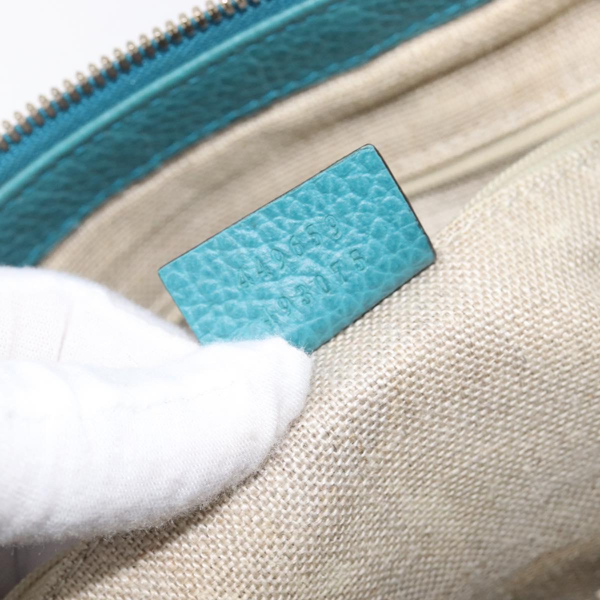 GUCCI Hand Bag Leather 2way Blue Gold 449659 Auth 208598A