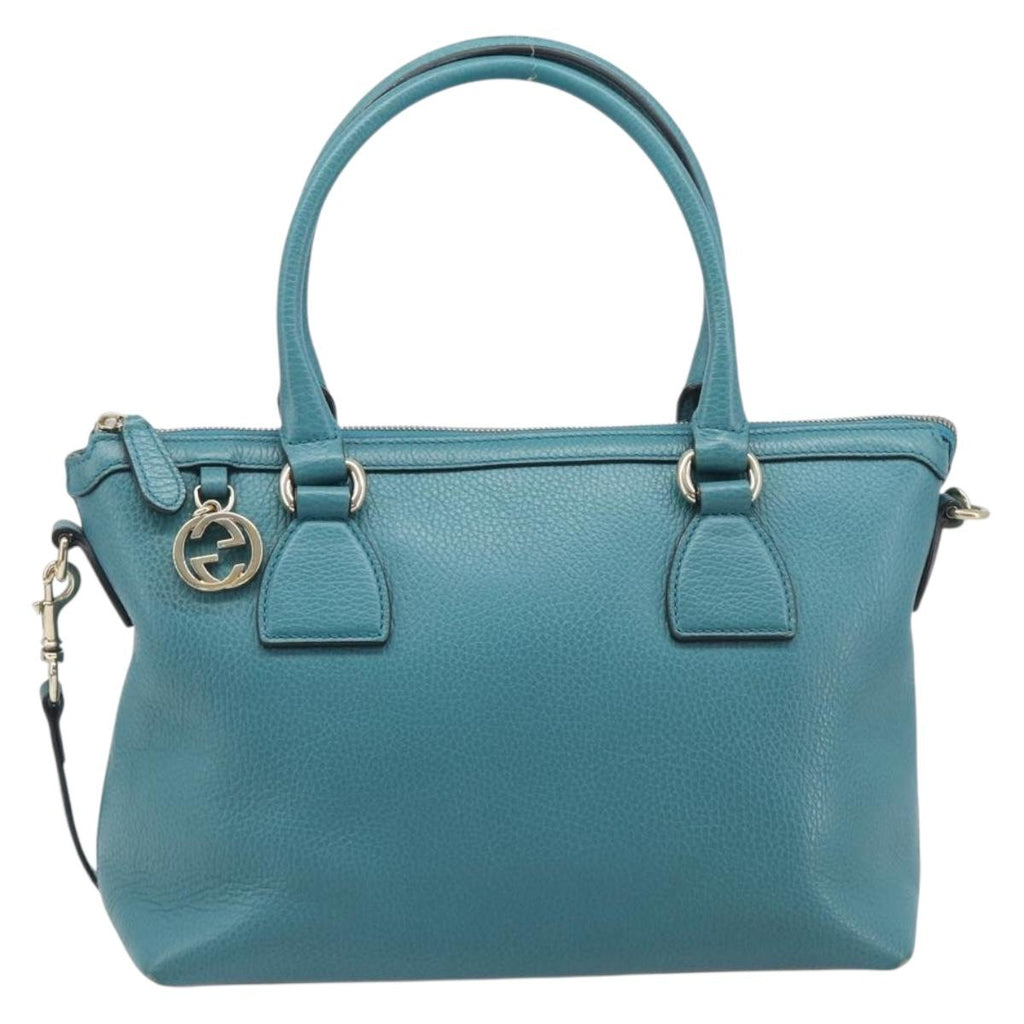 GUCCI Hand Bag Leather 2way Blue Gold 449659 Auth 208598A