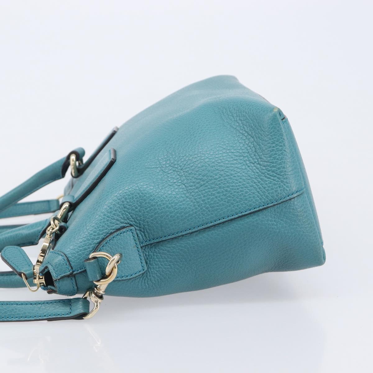 GUCCI Hand Bag Leather 2way Blue Gold 449659 Auth 208598A