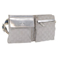 GUCCI GG Canvas Waist Bag Silver 28566 Auth 208662