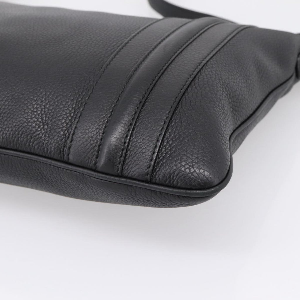 GUCCI Shoulder Bag Leather Black Silver 233329 Auth 208701V