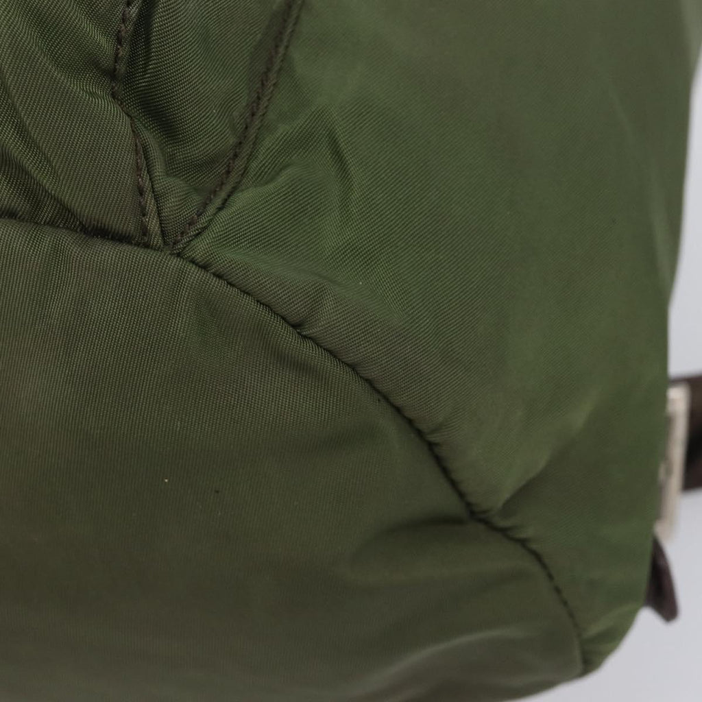 PRADA Backpack Nylon Green Silver Auth 208704