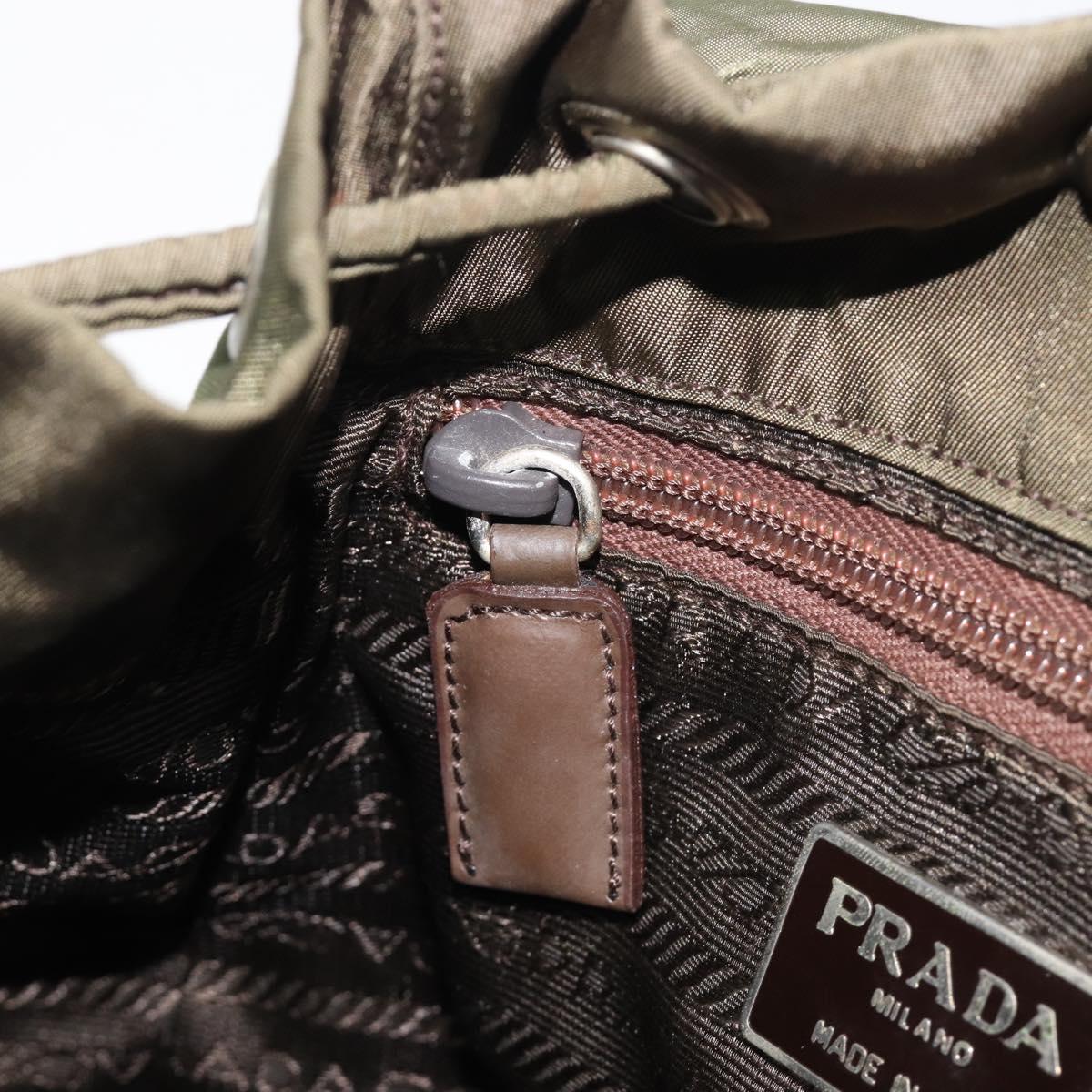 PRADA Backpack Nylon Green Silver Auth 208704