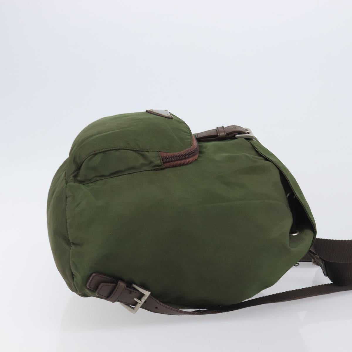 PRADA Backpack Nylon Green Silver Auth 208704