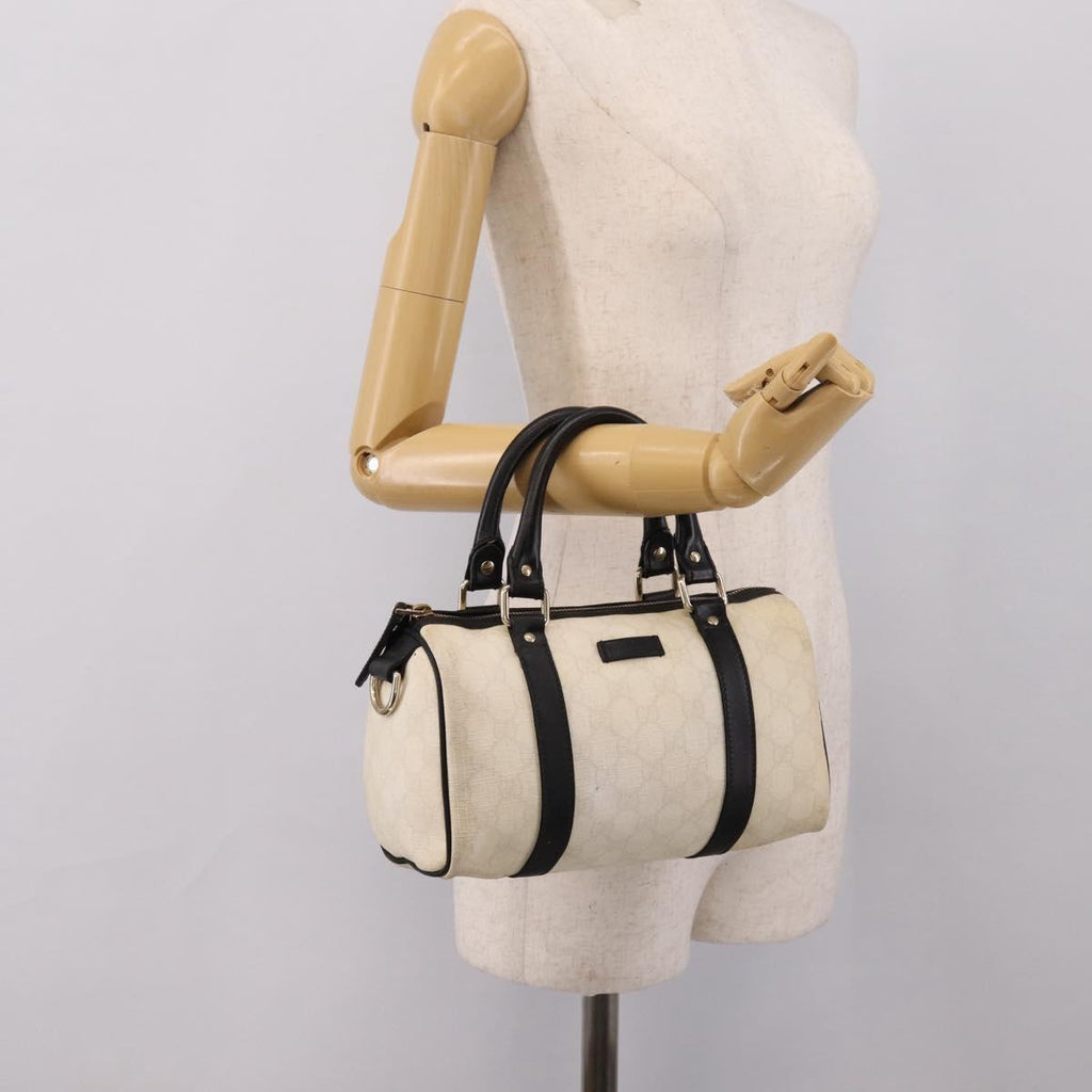 GUCCI GG Supreme Hand Bag PVC White Gold 193604 Auth 208793