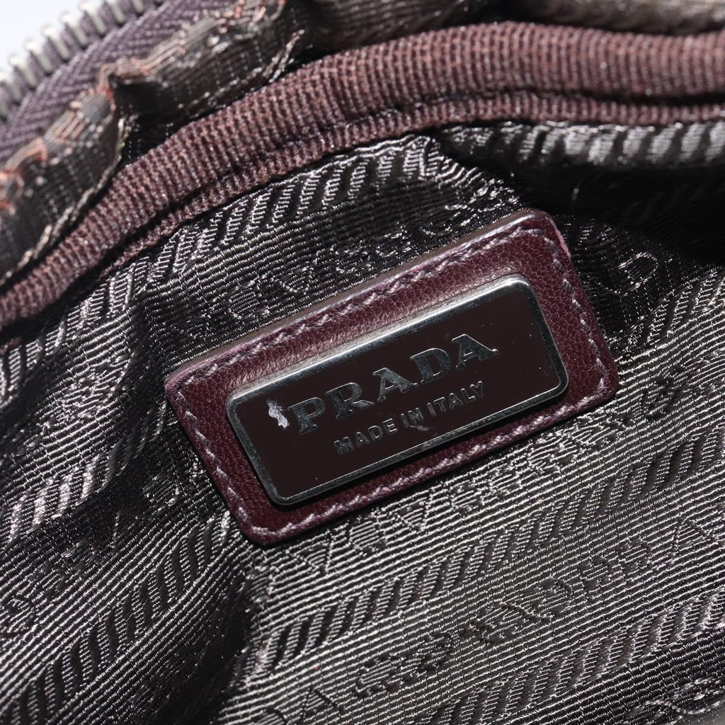 PRADA Shoulder Bag Leather Brown Gold Auth 208810