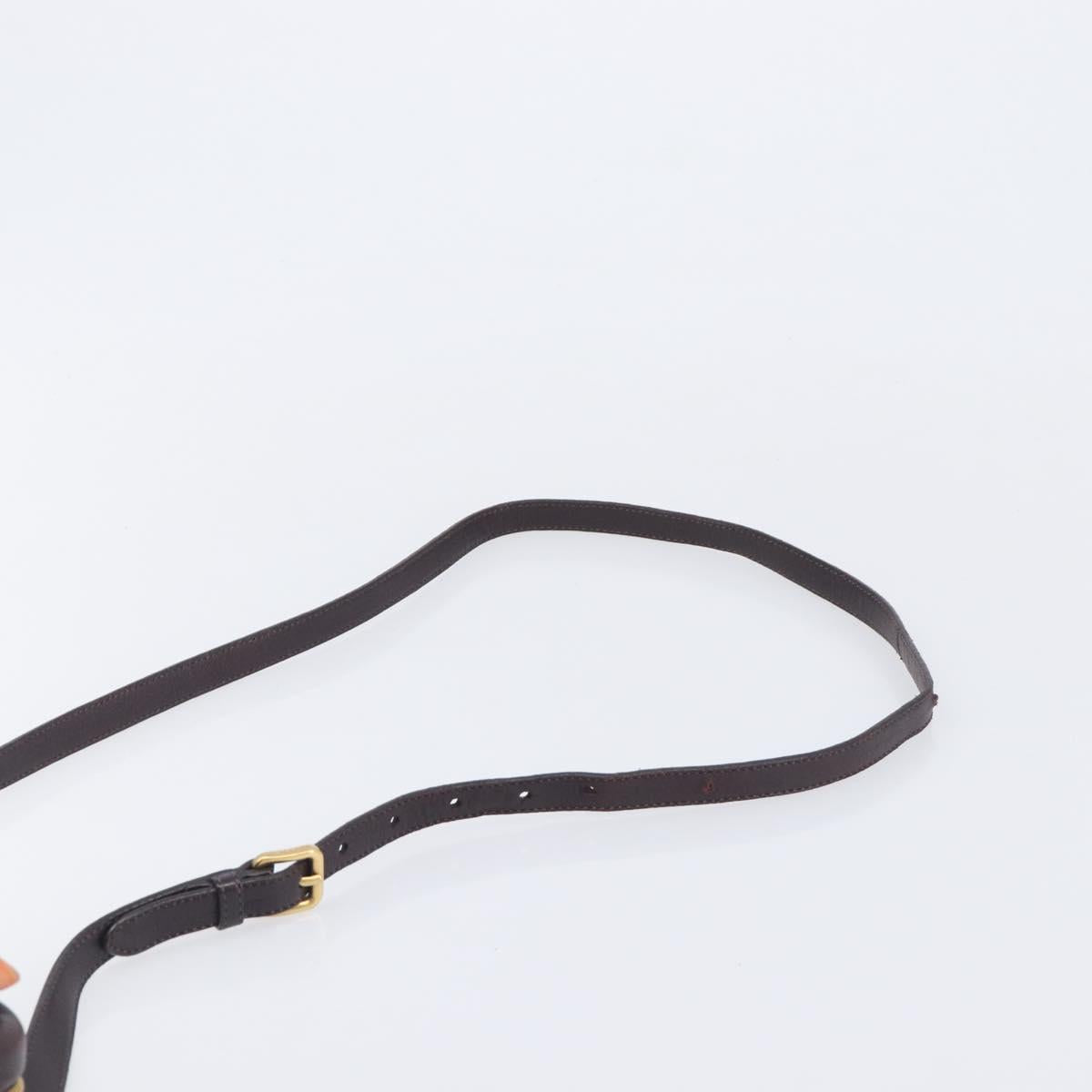 PRADA Shoulder Bag Leather Brown Gold Auth 208810