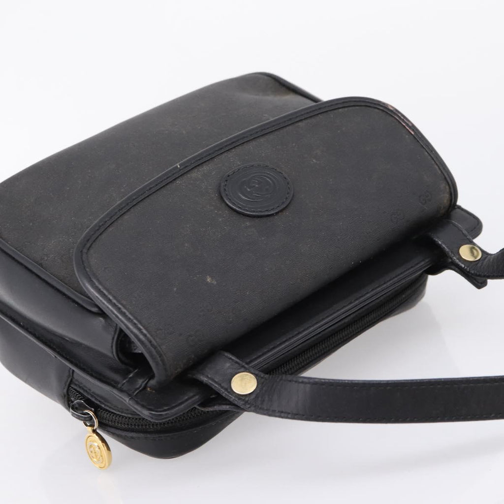 GUCCI Micro GG Supreme Shoulder Bag PVC Black Gold 007 23 0114 Auth 208817