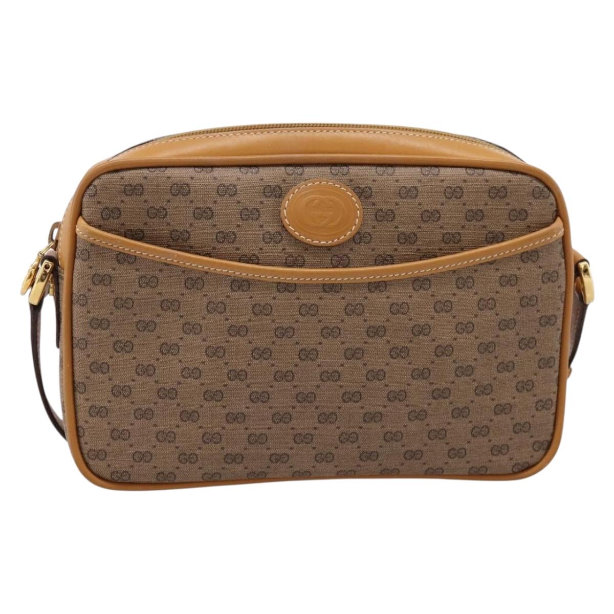 GUCCI Micro GG Shoulder Bag PVC Beige Gold Tone 007 56 0095 Auth 208844