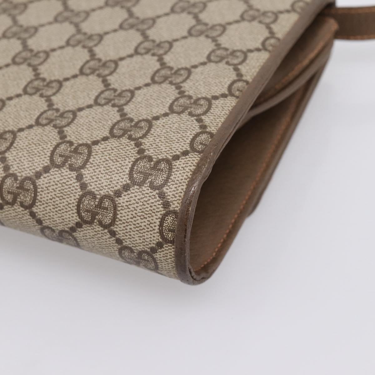 GUCCI GG Supreme Shoulder Bag PVC Beige Gold Tone Auth 208875