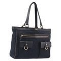 GUCCI GG Canvas Tote Bag Black Gold Tone 146247 Auth 209139