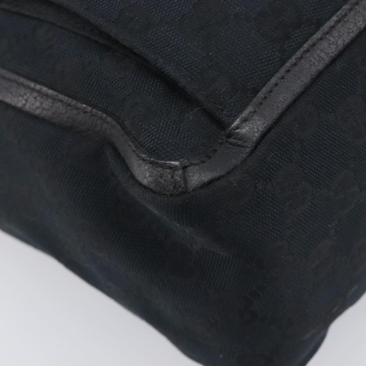 GUCCI GG Canvas Tote Bag Black Gold Tone 146247 Auth 209139