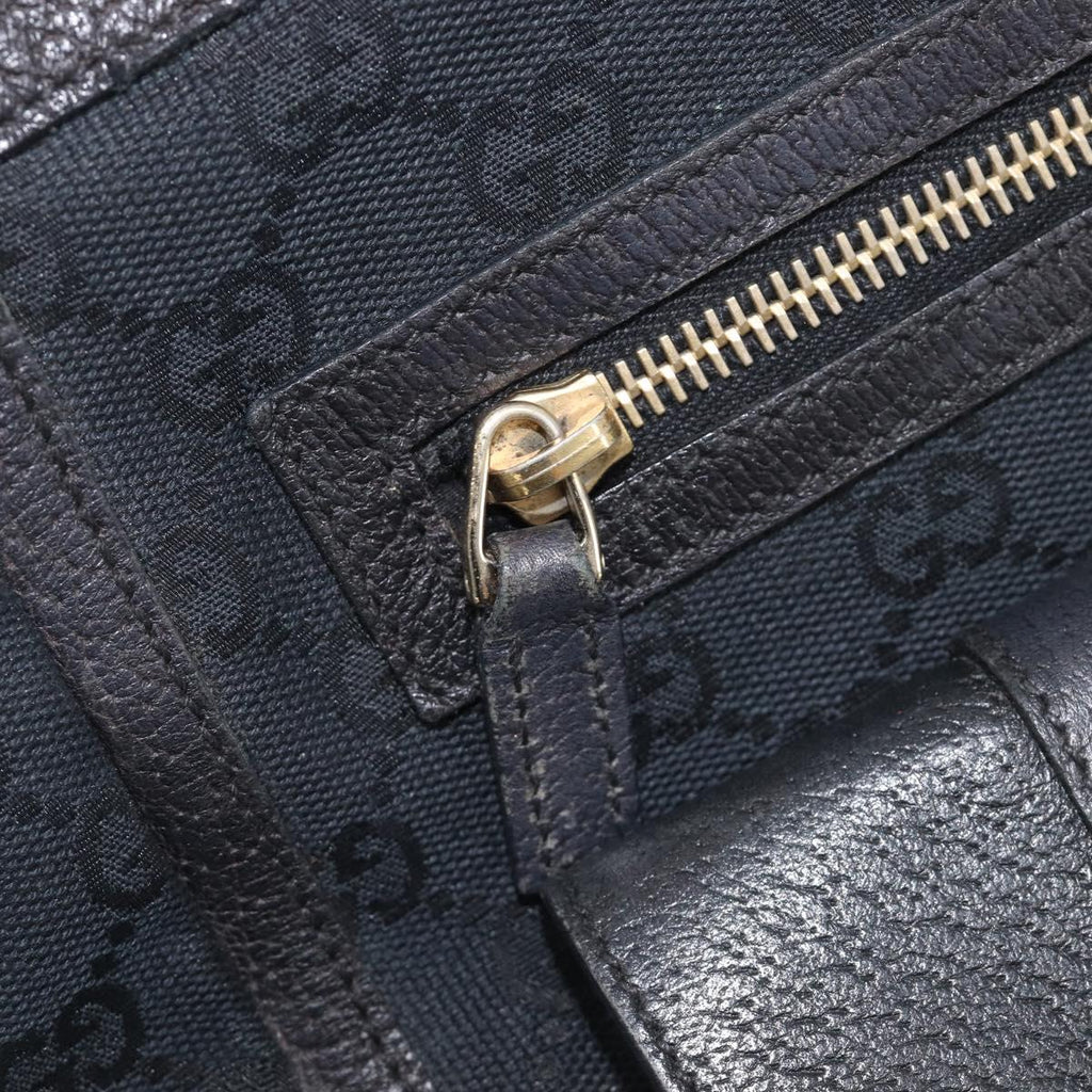 GUCCI GG Canvas Tote Bag Black Gold Tone 146247 Auth 209139