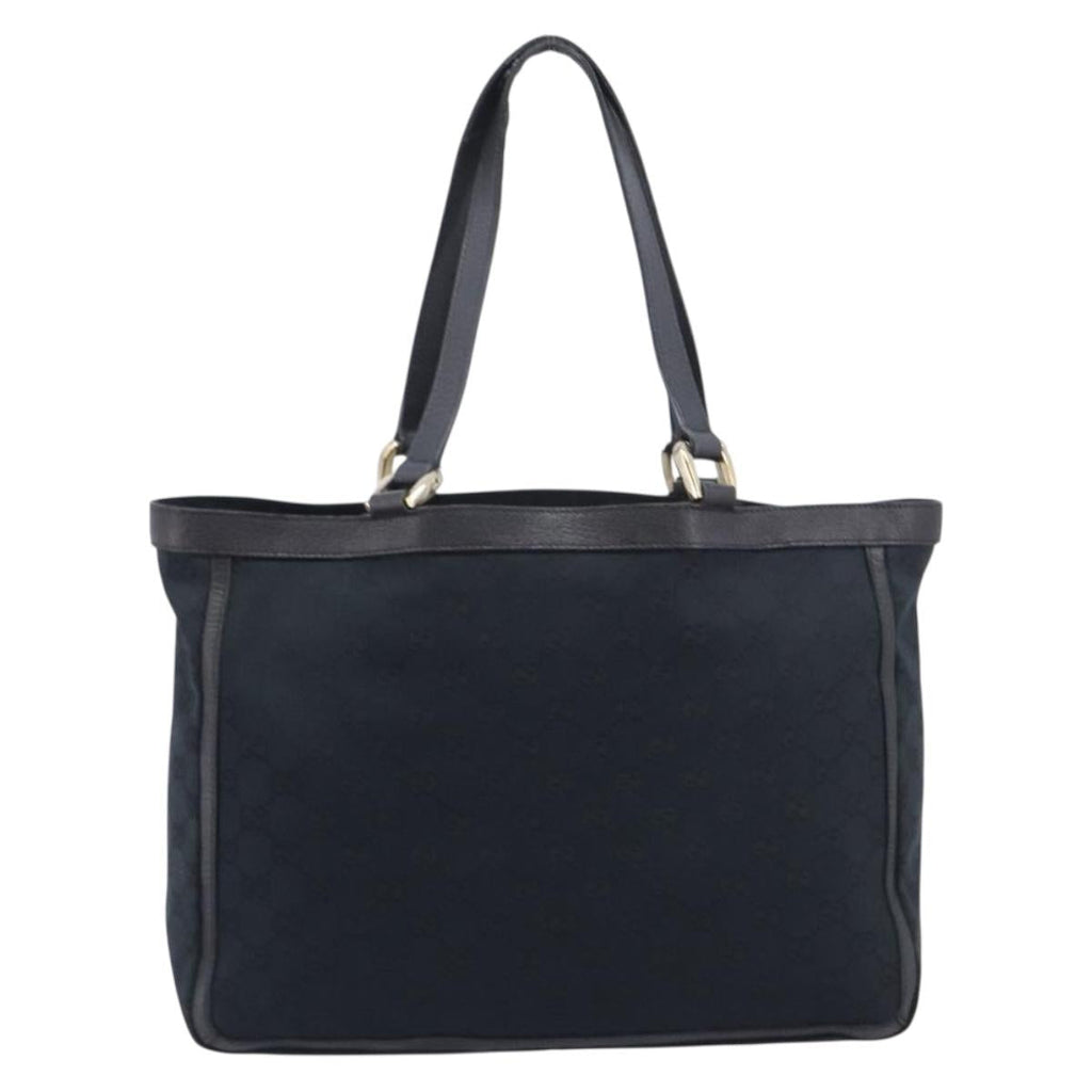 GUCCI GG Canvas Tote Bag Black Gold Tone 146247 Auth 209139