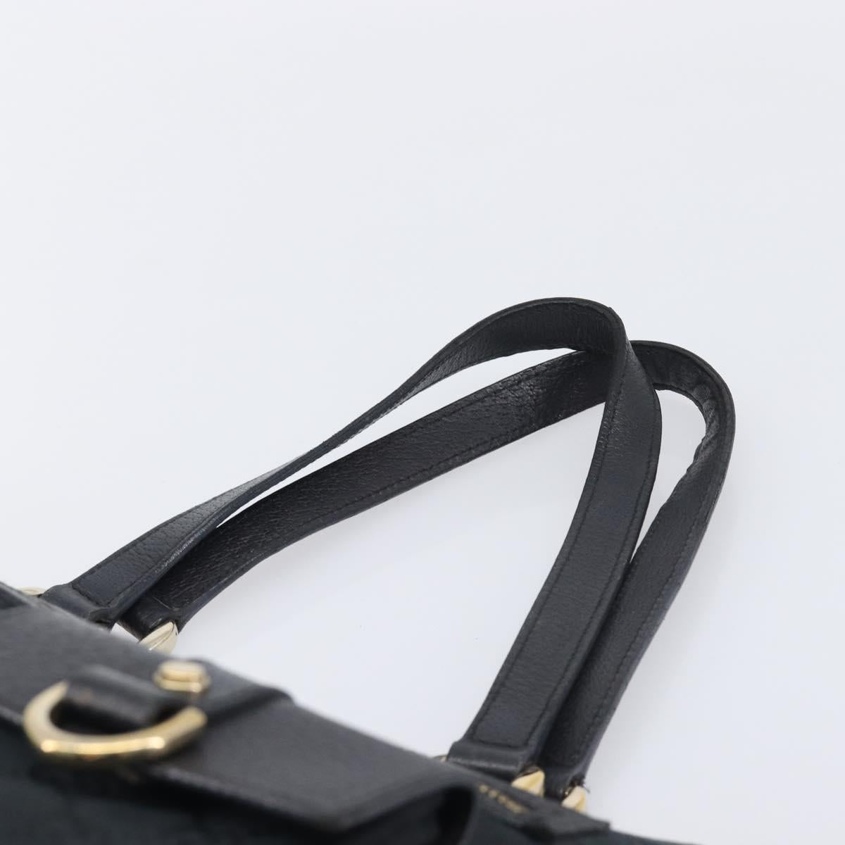 GUCCI GG Canvas Tote Bag Black Gold Tone 146247 Auth 209139