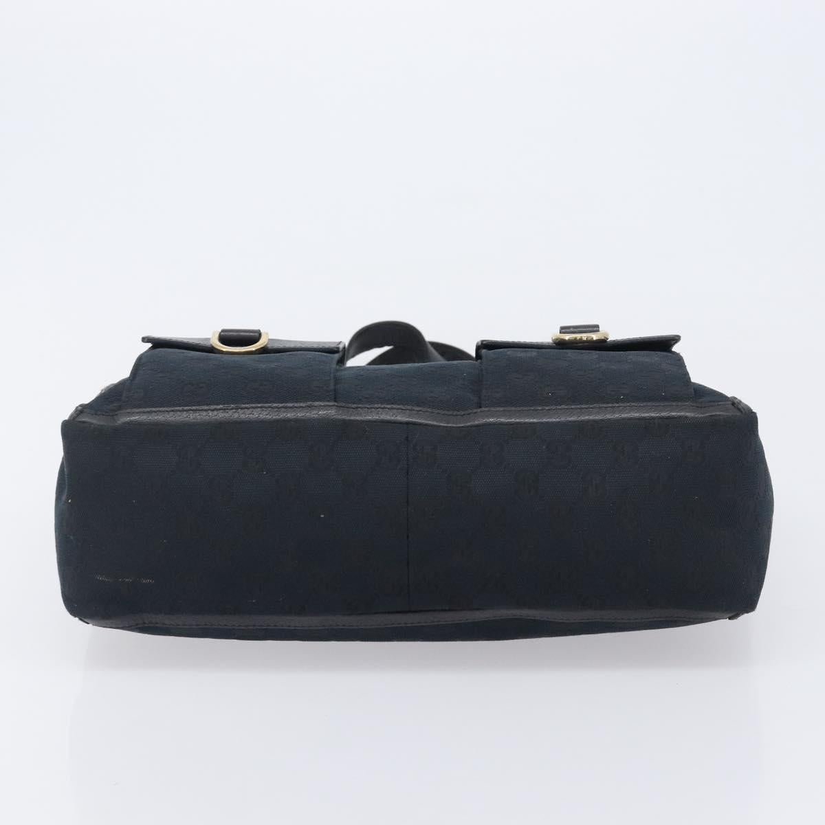 GUCCI GG Canvas Tote Bag Black Gold Tone 146247 Auth 209139