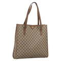 GUCCI GG Supreme Tote Bag PVC Beige Gold Tone 40 02 998 Auth 209148