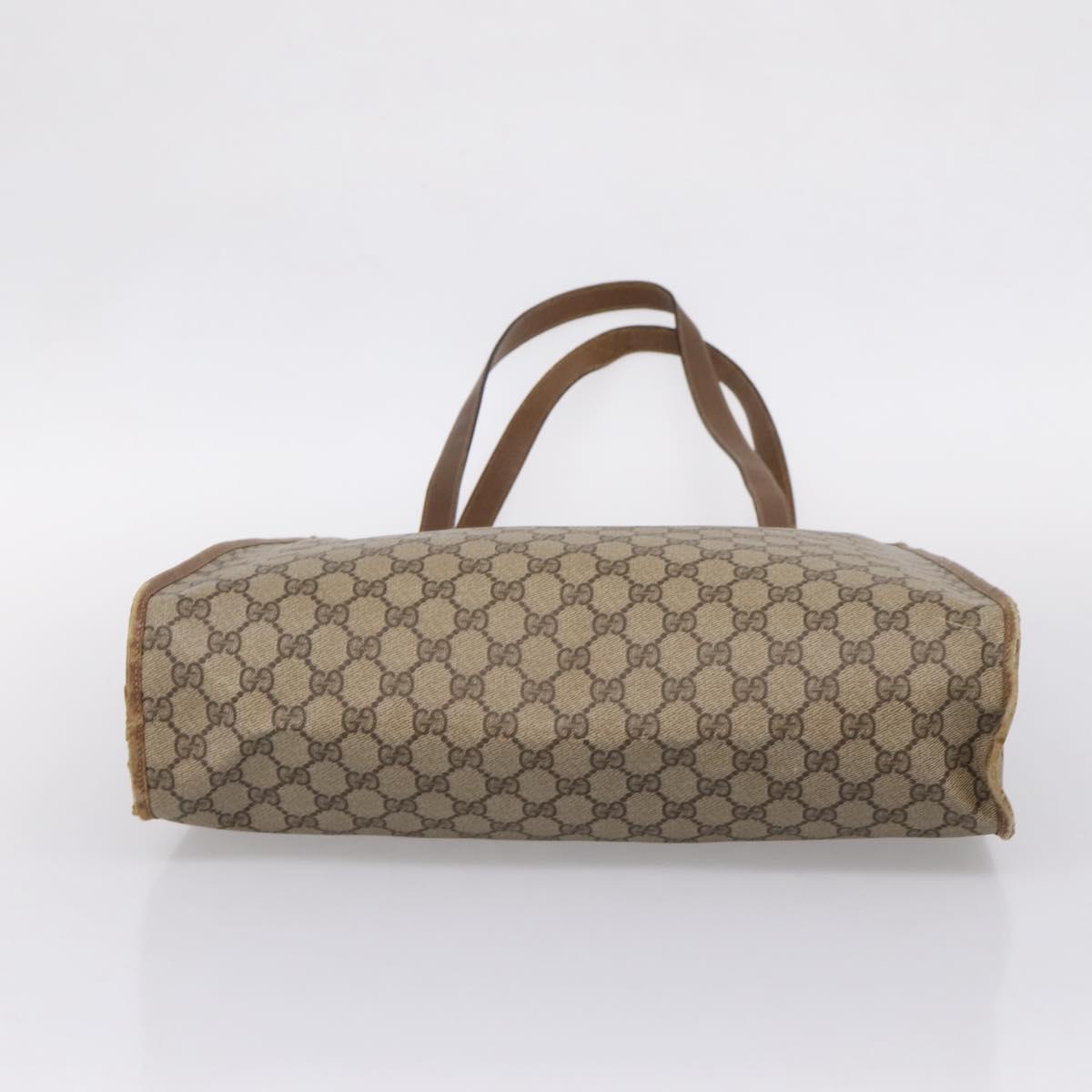GUCCI GG Supreme Tote Bag PVC Beige Gold Tone 40 02 998 Auth 209148